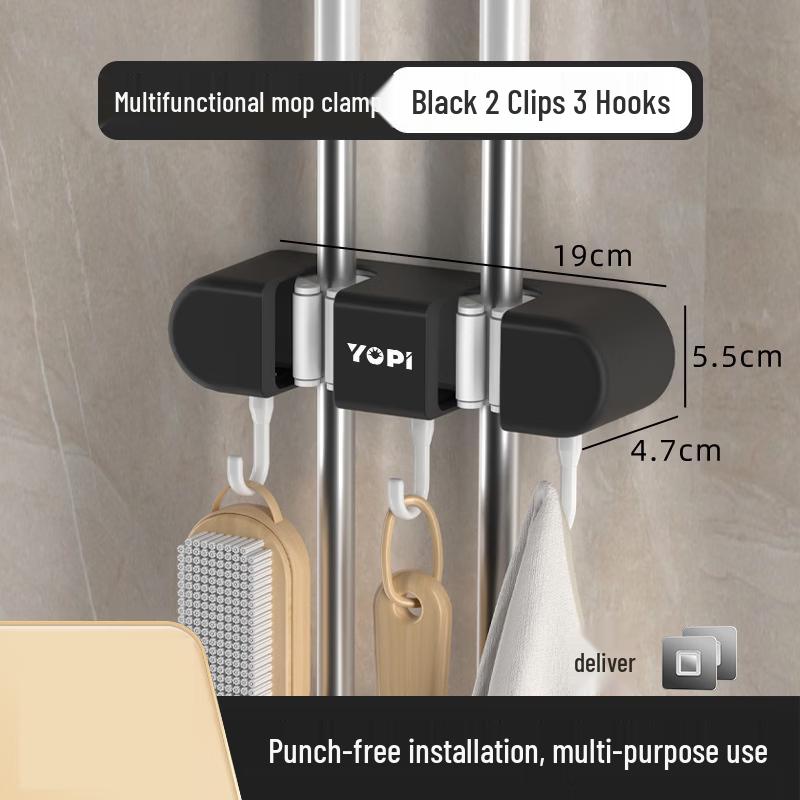 ZNMW No-Punch Mop and Broom Holder with Hooks