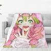 Cute Kanroji Mitsuri Blanket Cover Velvet Anime Lightweight Throw Blanket for Home Couch Bed Rug