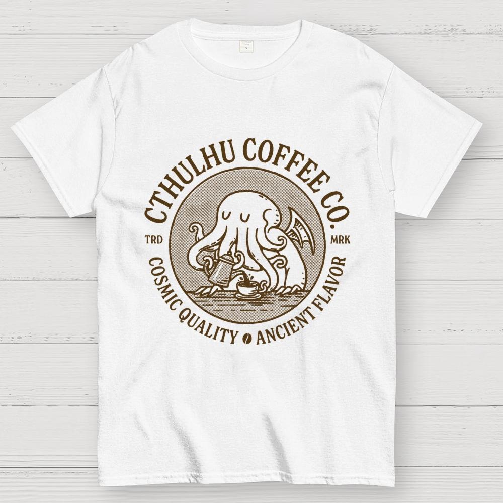 Cthulhu Coffee Co Unisex 100% Cotton Summer Casual Cool Loose T-Shirt