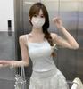 Women's Plus Size Lace Trim Cotton Camisole - Spring/Summer Sleeveless Slimming Base Layer Top