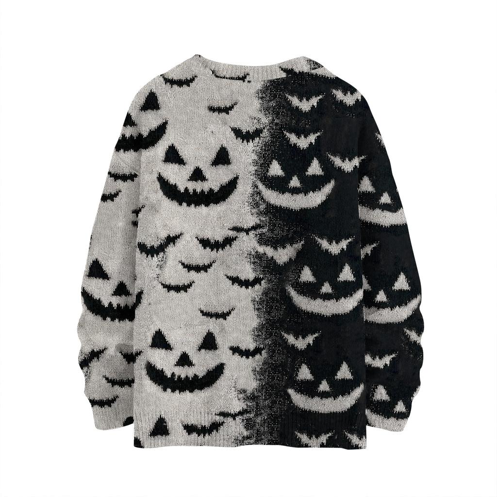 Ladies' Fashionable Casual Long Sleeved Christmas Printed Round Neck Knitted Yarn