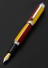Xezo Visionary medium nib fountain Aspen gold and red Limited edition of Screw pen. color. 500, serialized. Handcrafted. cap.