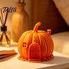 DIY Hand Painted Craft Decor 3D Printed Pumpkin House Ornament for Halloween, Miniature Fairy Tale Cabin Fantasy Village Building Figure Desktop