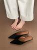 Baotou Half Slippers Outer Wear Women's Shoes Summer Thin Heels Not Tired Feet Suede Pointed Sandals