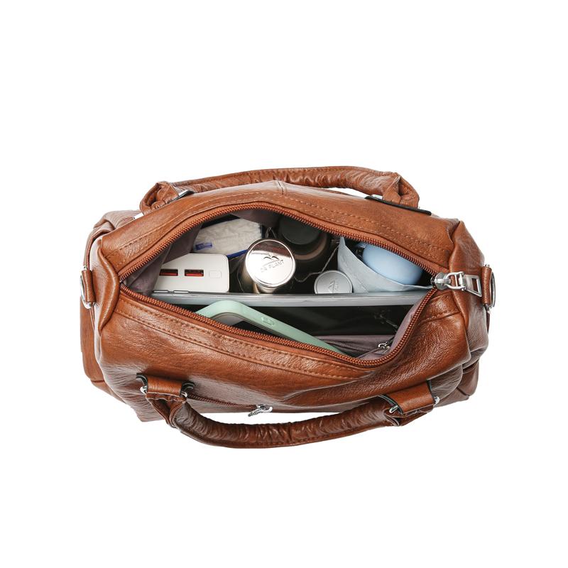 Chic Women's Leather Top-Handle Bag Versatile Crossbody Purse for Daily & Casual Use