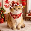 Cartoon Chinese Style Pet Scarf Zodiac Horse Design Adjustable New Year Cat Headwear Comfortable Red Puppy Knitted Scarf