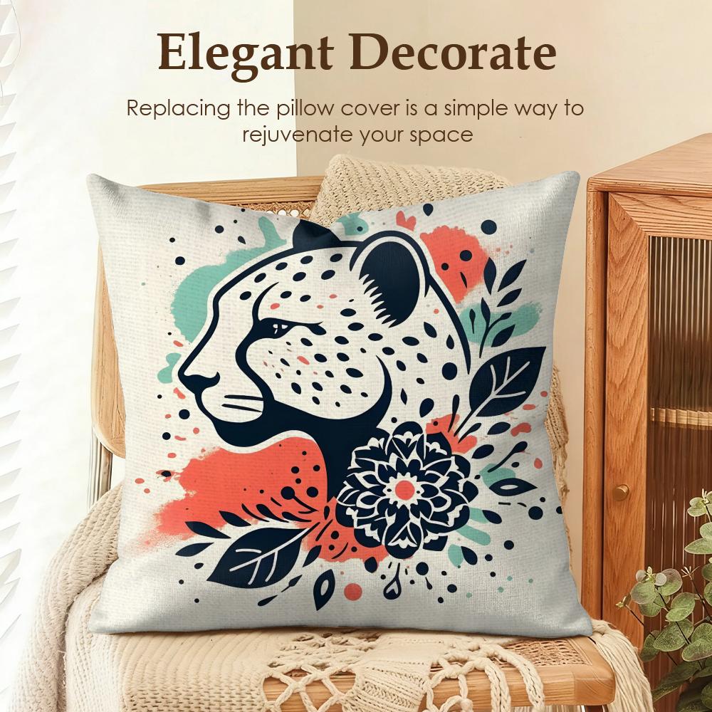 Summer Style Leopard Cushion Cover Natural Linen Organic Fabric DoubleSided Printing Sofa Home Decor Gift Pillow Case 30x30cm