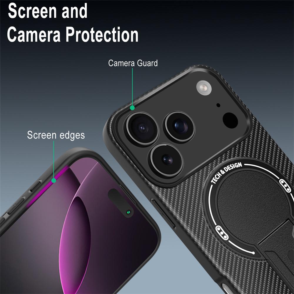 With Bracket Magnetic Phone Case for iPhone 17 Air 16 15 14 Plus 12 13 Pro Max Plus Hard Anti Fall Matte Back for Magsafe Cover