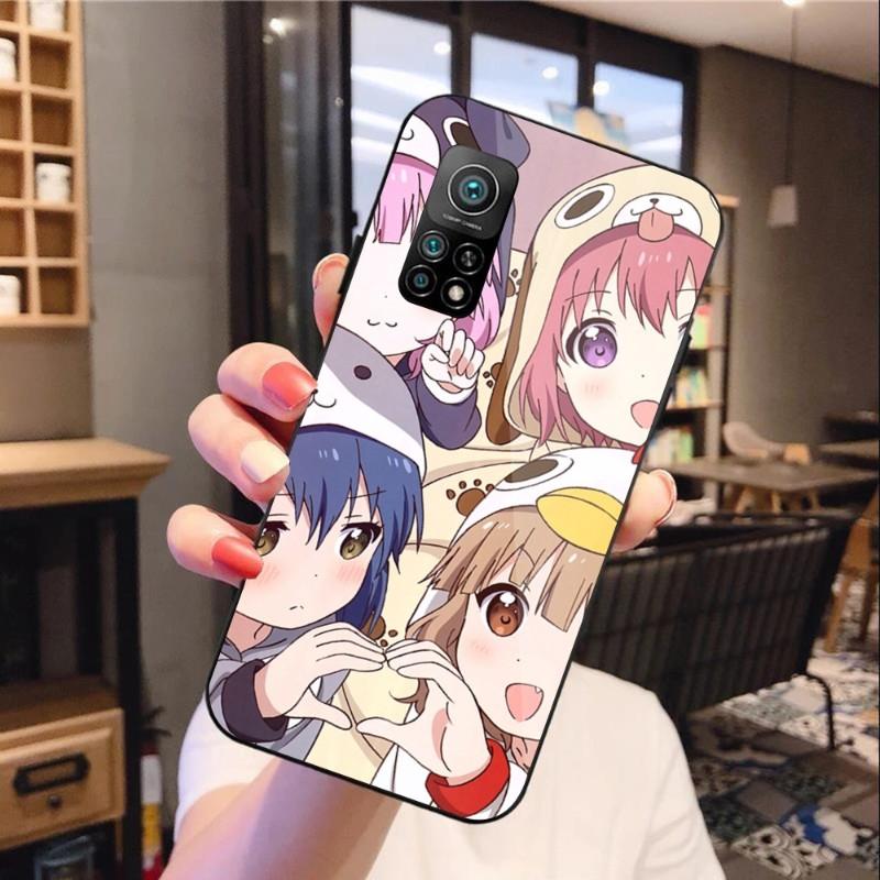Carcasă de telefon Yuru Yuri Japan Anime pentru Xiaomi 12 11T 10 9 Redmi Note 11 10 10S Pro Redmi 9 9A 8, neagră, din sticlă PC
