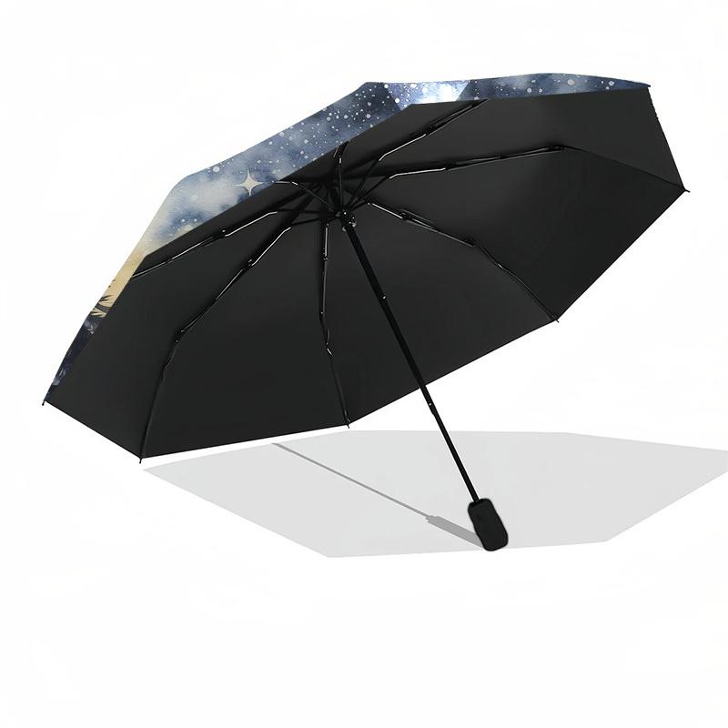 1pc winter snow Automatic Folding Umbrella, Heavy Duty 8 Rib Iron Frame, Suitable for Travel, Daily Use, Birthday, Decor Gift 03
