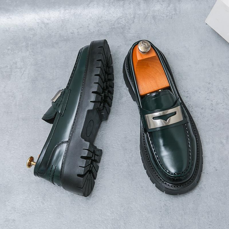 Fashion New Men Fashion Derby Shoes Luxury Fashion Thick Bottom Big Head Leather Shoes European Versatile Social Shoes Men Sizes 38-44