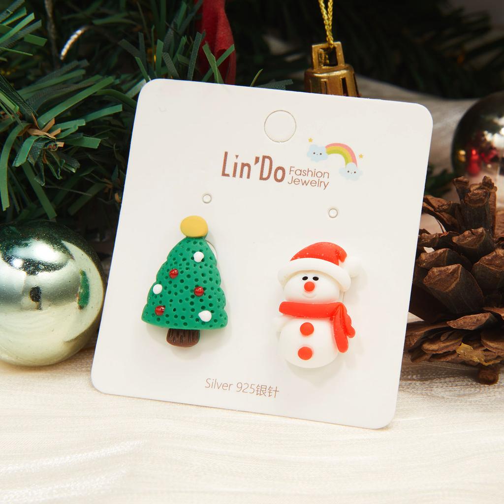 New Fashion Christmas Stud Earring For Women Santa Claus Pearl Zircon Snowflake Elk Sock Hat Asymmetric Earring Festival Jewelry