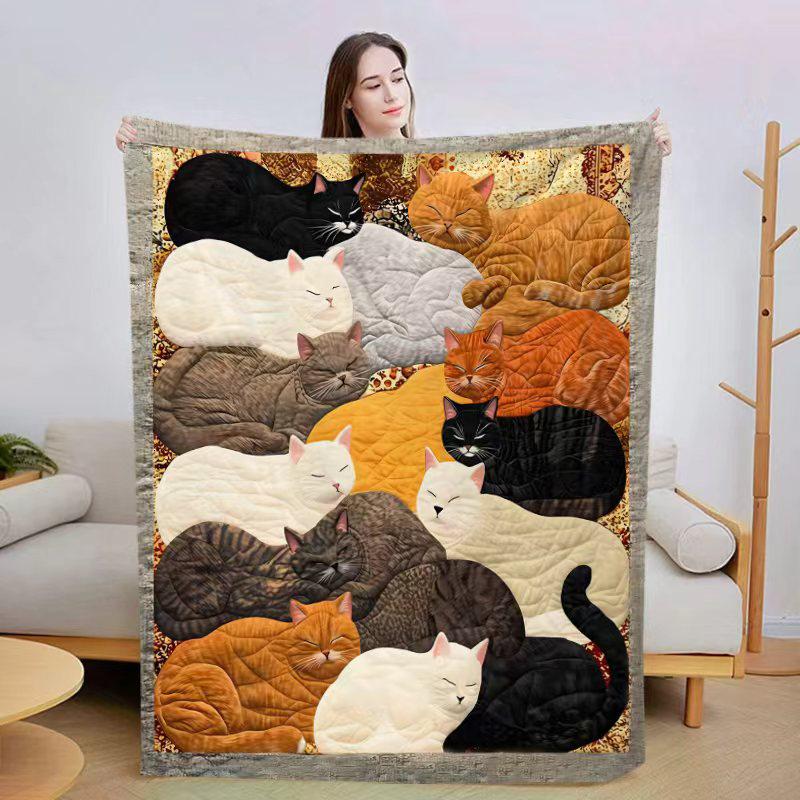 Custom Cat Sofa Blanket: Thick Flannel with Digital Print