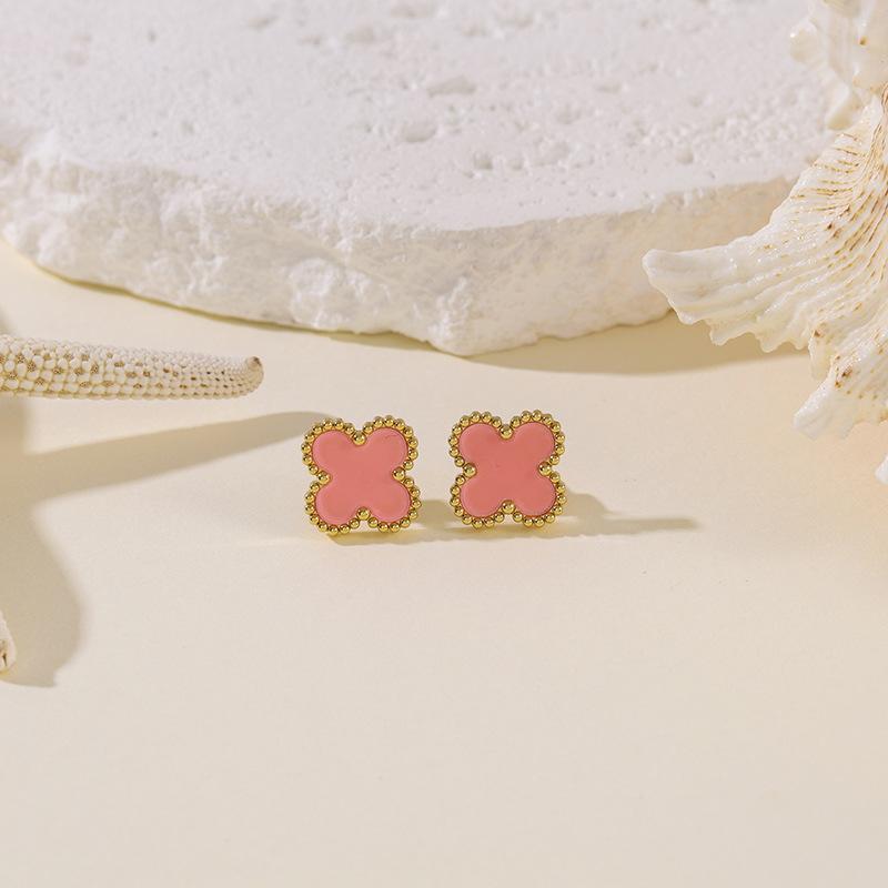 Titanium Steel Clover 13MM Stud Earrings, Stainless Steel Fadeless, Minimalist Versatile High-end Lucky Style