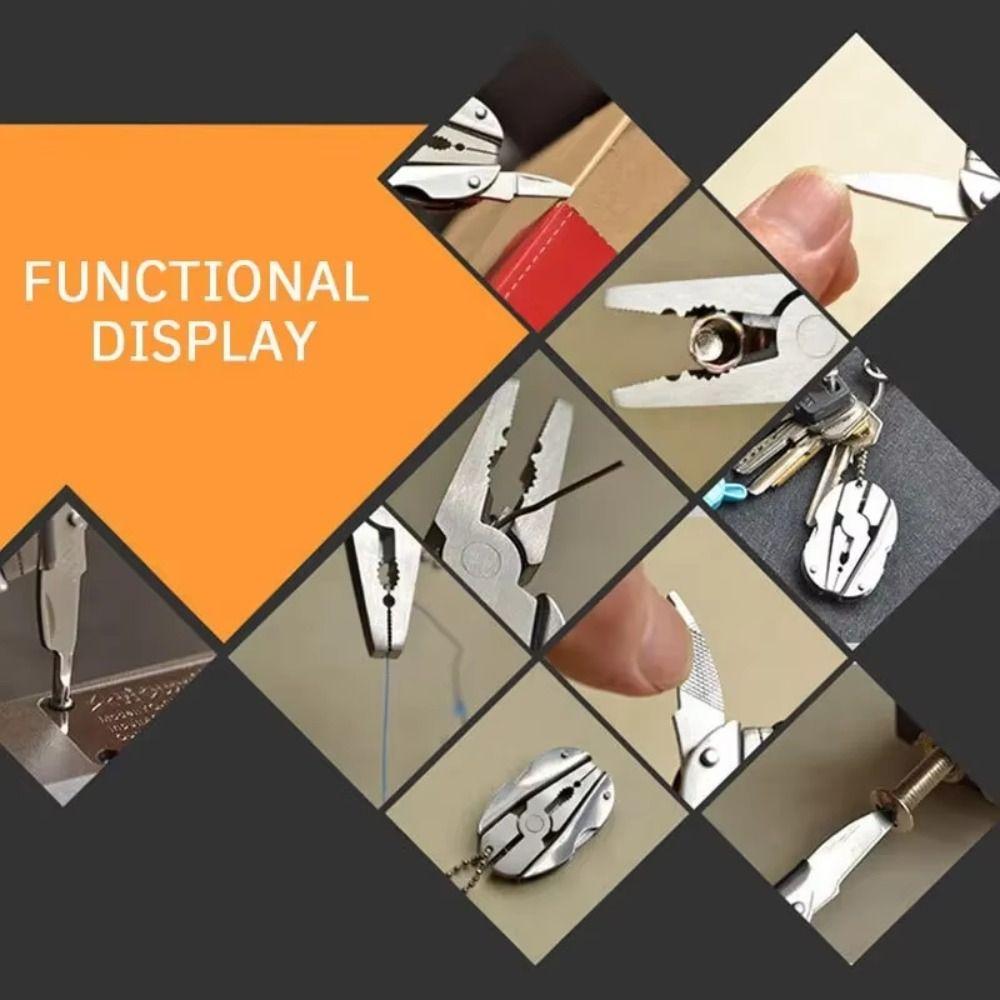 Foldable Portable Multitool Pliers Keychain Foldable with Lanyard Screwdriver Multifunction Compact Pocket Multitool Hiking
