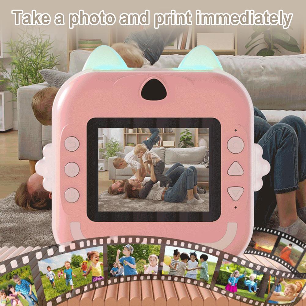 4 In 1 Portable Video Camera 1200mAh Mini Instant Print Camera 2.4In IPS Screen Thermal Print Camera Christmas Birthday Gifts