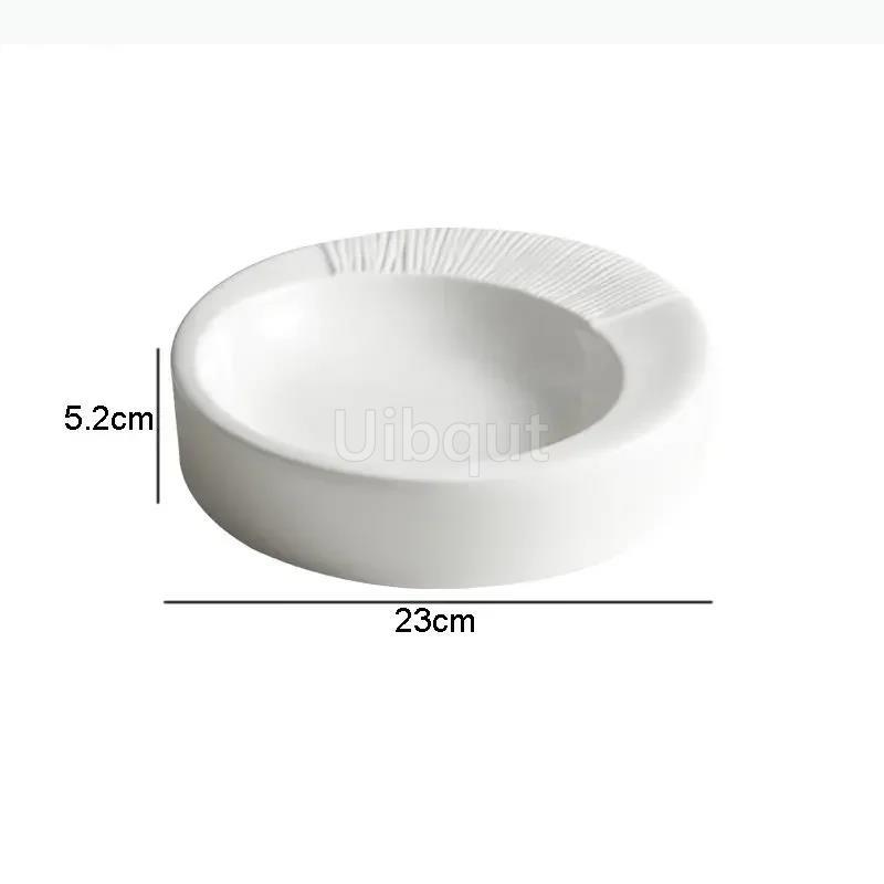 white Ceramic Dinner Plate Restaurant Circular round Thick Soup Plate Dessert Dish Snack Dish Pasta Plates Solid Color Tableware