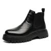 men's casual business office chelsea boots autumn winter shoes cowboy natural leather boot black stylish platform ankle botas