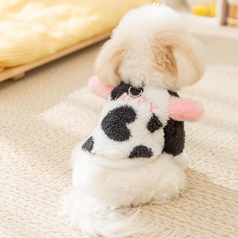 Dog Transformation Cute Panda Cow Autumn and Winter Teddy Yorkshire Two-legged Flannel Cat Pet Dog Clothes