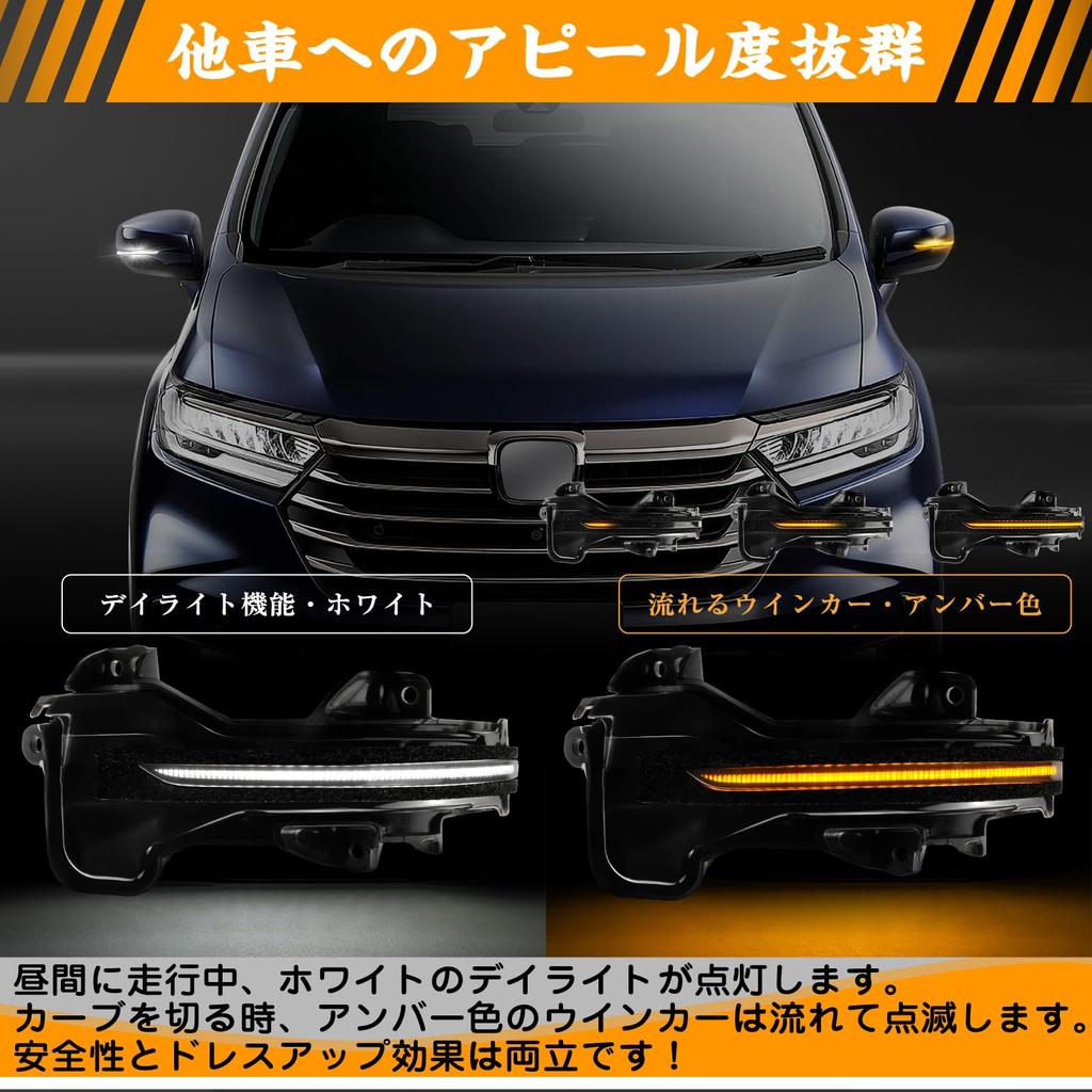 GemPro LED Door Mirror Turn Signals with Sequential Flowing Smoked Lenses for Honda Fit Shuttle Grace Odyssey and Vezel Hybrid Set of Vehicle