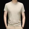 Men's Stretchy Breathable Ice Silk Short-Sleeve T-Shirt - Round Neck, Solid Color, Versatile Casual Base Layer for Summer.