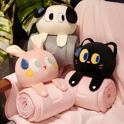 Cartoon Pillow Blanket Dual-Purpose Two-In-One Office Nap Folding Shawl Small Blanket Air-Conditioned Car Pillow Female