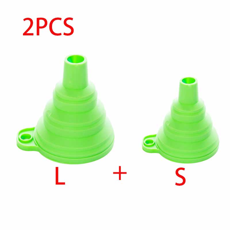 

L+S 2 шт. Силиконовая воронка Телескопическая Мини Портативная Складная воронка Сжимается Кухонные бытовые принадлежности Инструменты для приготовления пищи зелёный