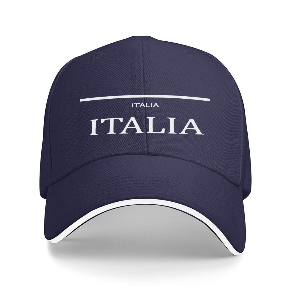 Italia Typography Baseball Cap Polyester Casual Adjustable Snapback Hat for Unisex Adults