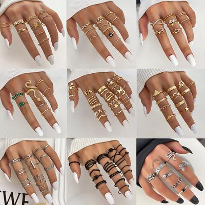 Fashion Tassel Κοσμήματα Δαχτυλίδι Snake Σετ δαχτυλιδιών πολυτελείας 30 τεμαχίων Σετ δαχτυλιδιού Δώρο Fashion Light Αξεσουάρ νυχτερινού κέντρου Εκατοντάδες σετ δαχτυλιδιών Unisex