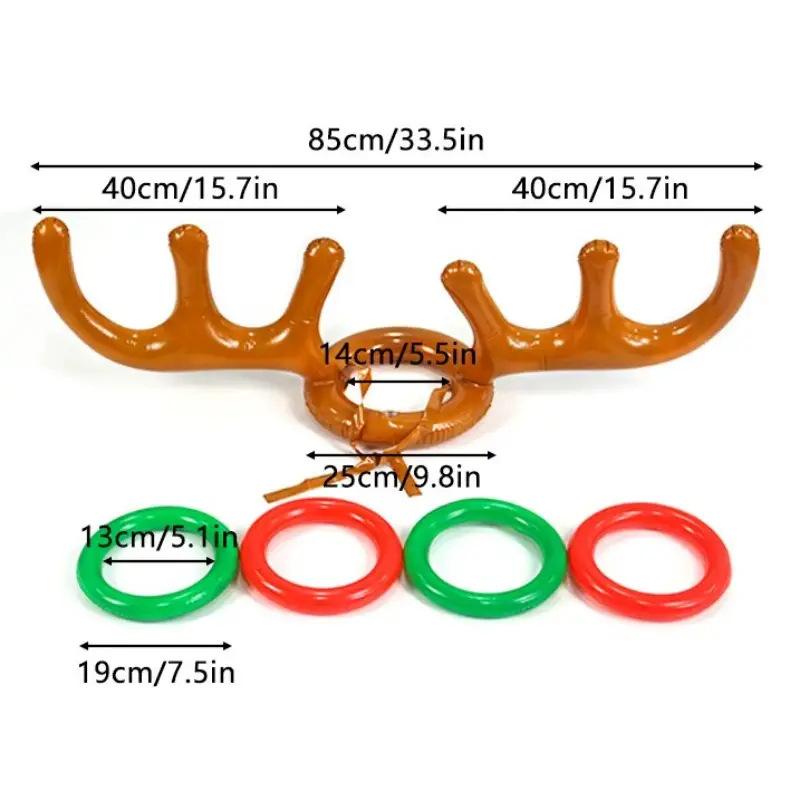 4/3/2/1sets Brown Reindeer Horn Throwing Ring Game - Suitable for Christmas Party Games, Family Party Games, Party Activities