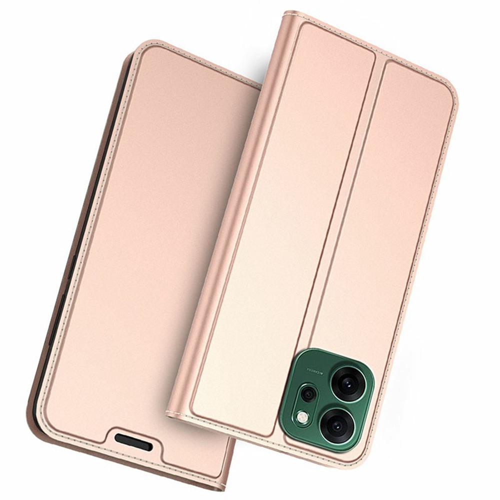 

For Oppo Reno14 F 5G Case PU Leather Phone Cover with Card Holder Stand Rose Gold