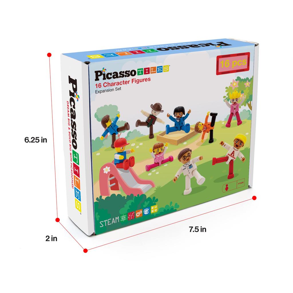 PicassoTiles Character Action Figure Toy Set for Expanded Variety Magnetic Building STEM Learning Magnetic Building Block Tiles Pretend Play