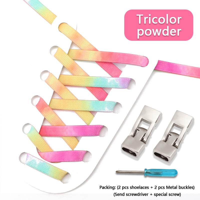 Cross Lock Shoelaces Colorful Rainbow Elastic Flat Laces Without Ties Shoelace Sneakers No Tie Shoe Laces Kids Adult Shoestrings