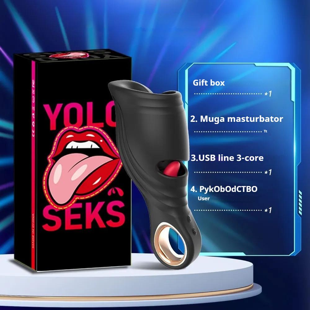 Male Glan Massager Penis Trainer Tongue Licking Vibrator Delay Stamina Trainer Oral Climax Masturbation Sex Toys for Men