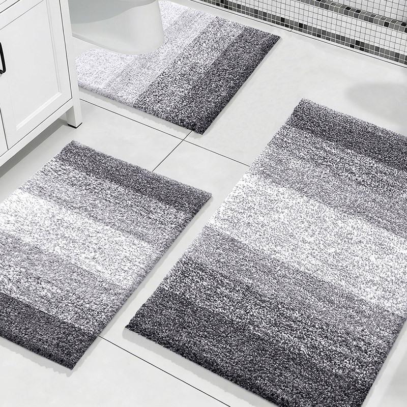 Set di Tappetini da Bagno Ispessiti in Floccato: Assorbente, Antiscivolo, Set da 3 Pezzi per WC