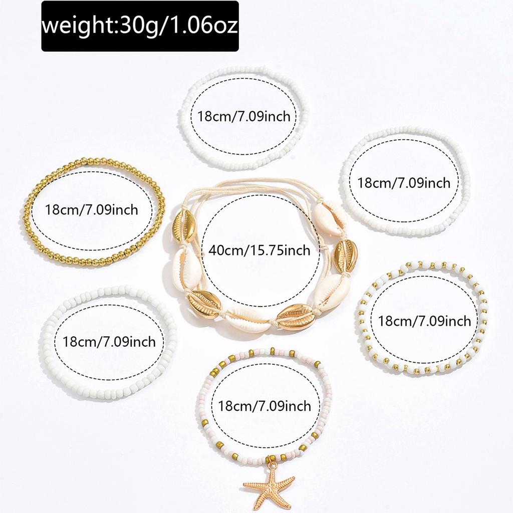 Bohemian rice bead bracelet European and American white shell accessories beach vacation wind stacked hand jewelry women