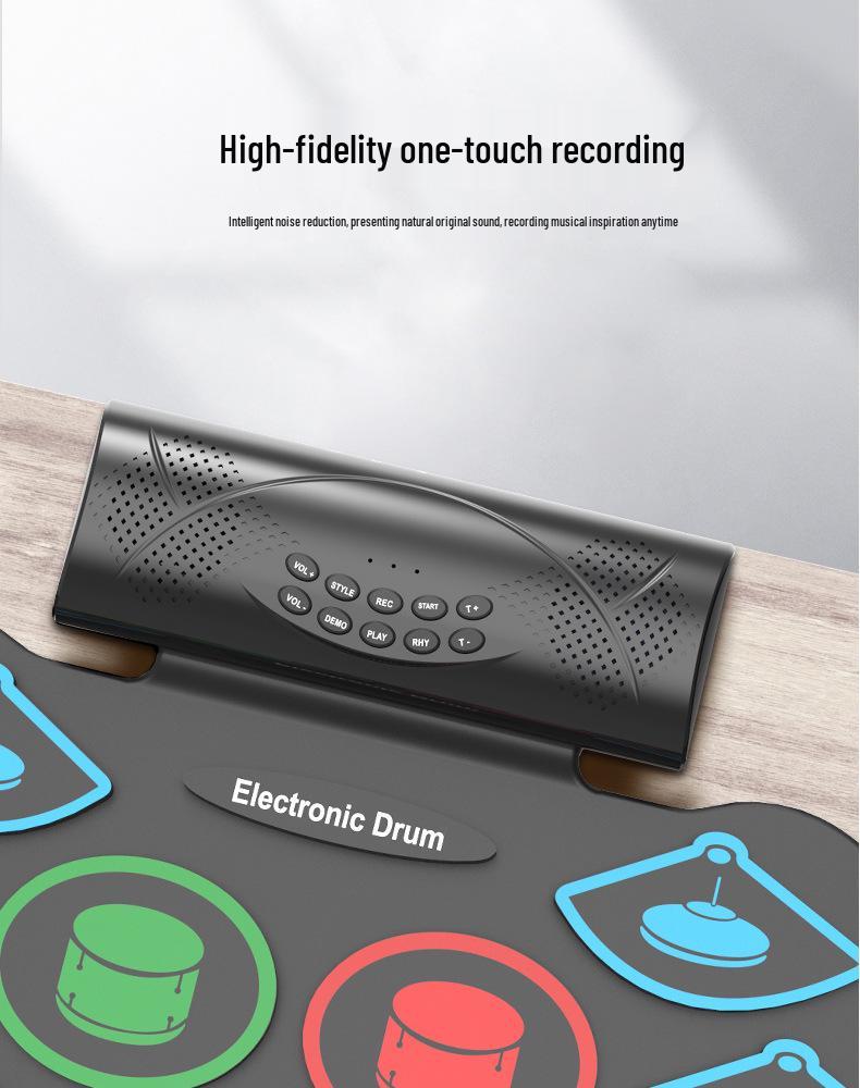 Portable Electronic Hand Roll Drum Kit for Beginners and Children - Foldable Jazz Drum Set