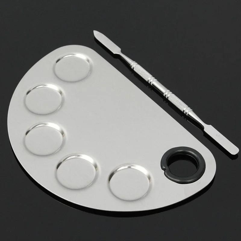 Stainless Steel Palette  Watercolor Paints Makeup Face Palette Spatula Foundation Mixing Paints Oil Paints Palette