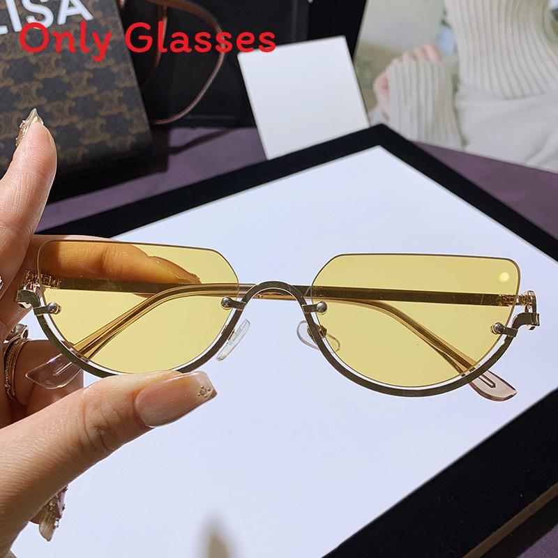 

Fashion Cat Eye Sunglasses With Metal Frame Uv400 For Casual Wear GoldFrameYellow