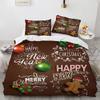 Merry Christmas Printed Duvet Cover Set for Kids Teen Christmas Gift Party Polyester Bedding Set with Pillowcase King Queen Size