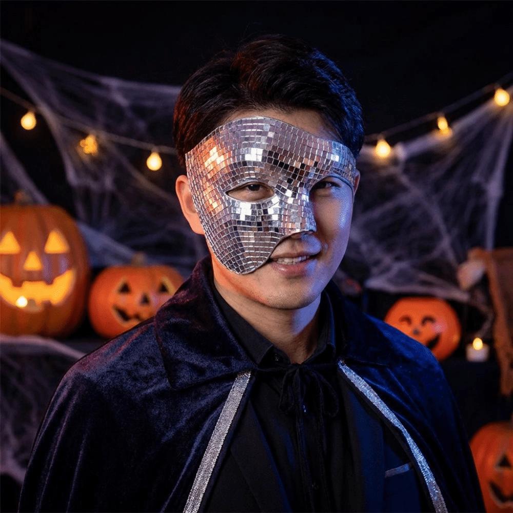 Glitter Material Disco Ball Mirror Mask Steampunk Style Costume Mask Halloween Costume