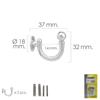 MAURER - Chrome Screw-On Hook 37 Mm. With Plugs and Screws (Blister 2 Pieces)