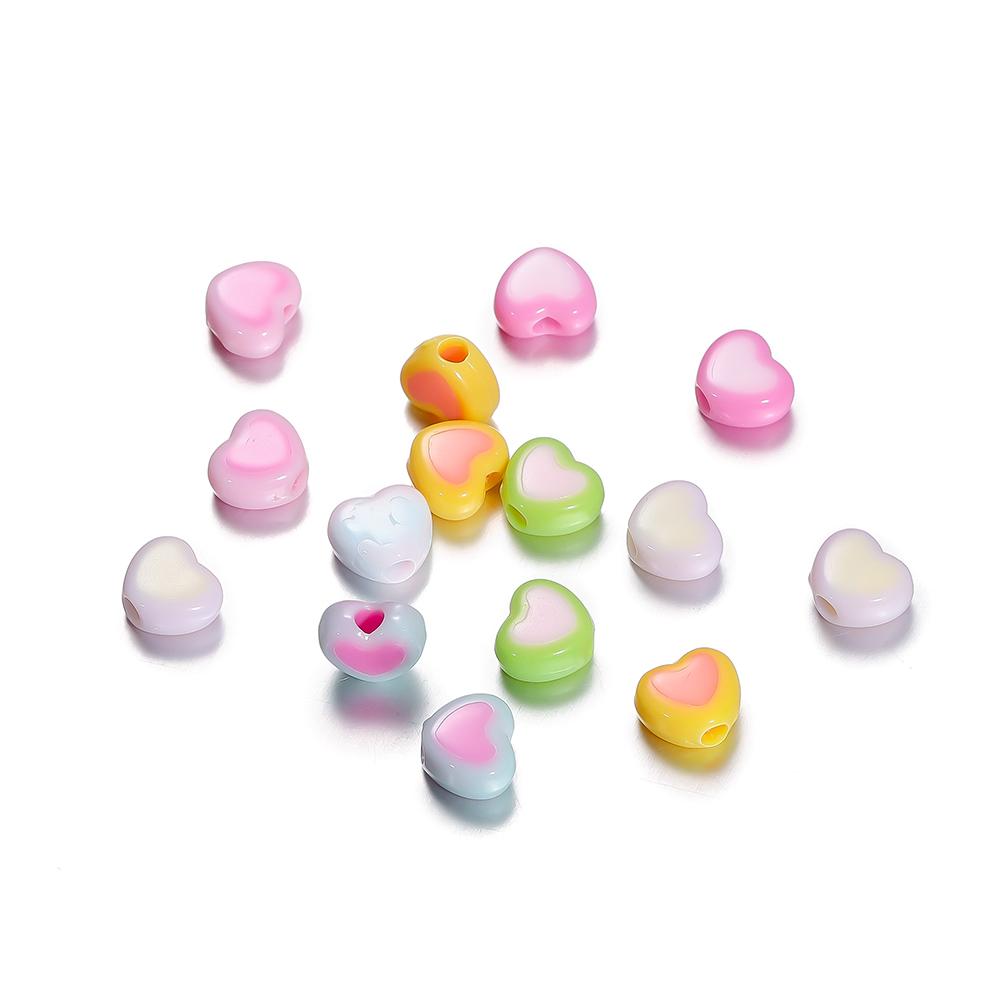 50/100pcs 6.5*8mm Acrylic Flat Love Heart Shape Loose Spacer Beads for Jewelry Making DIY Bracelet Necklace Accessories