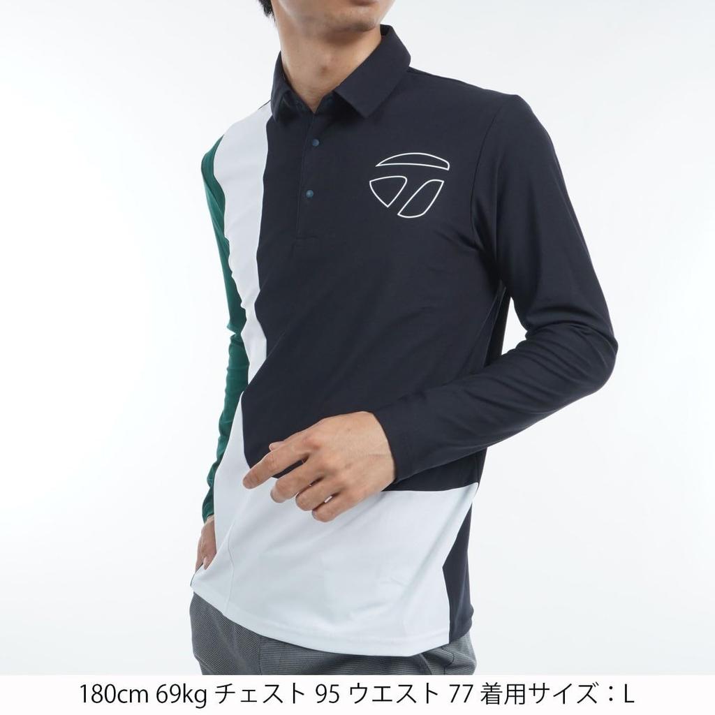 TaylorMade Color Block Long Sleeve Polo Shirt, Navy, Size M, Men's, 2024FW UN352