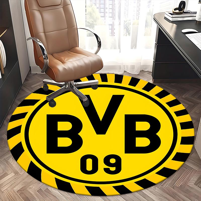 BVB,Dortmund Chair Mat Round Rug Office Carpet, Non Slip, Suitable for Living Rooms, Bedrooms Decor.1205016a