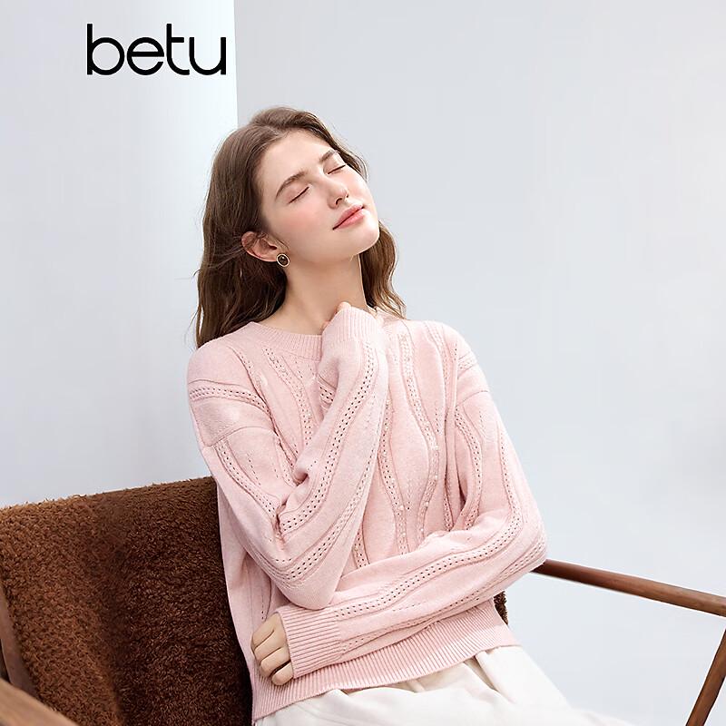 

Betu Women s Round Neck Drop Shoulder Pearl Sweater L