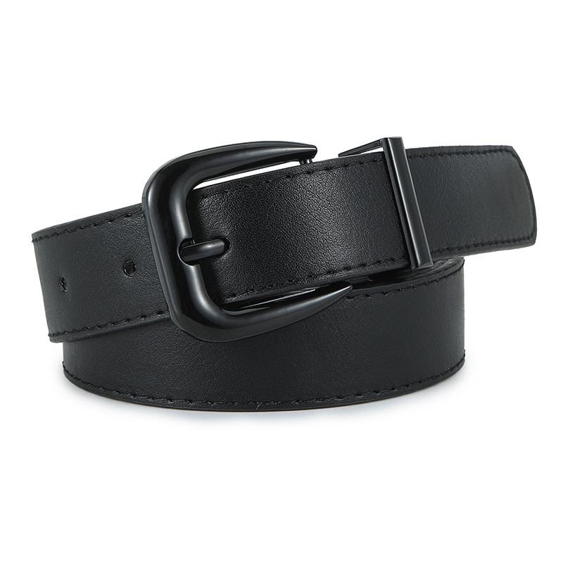 

Stylish 2024 New Macaron Solid Color Women s Pu Leather Belt With Classic Buckle Design Black