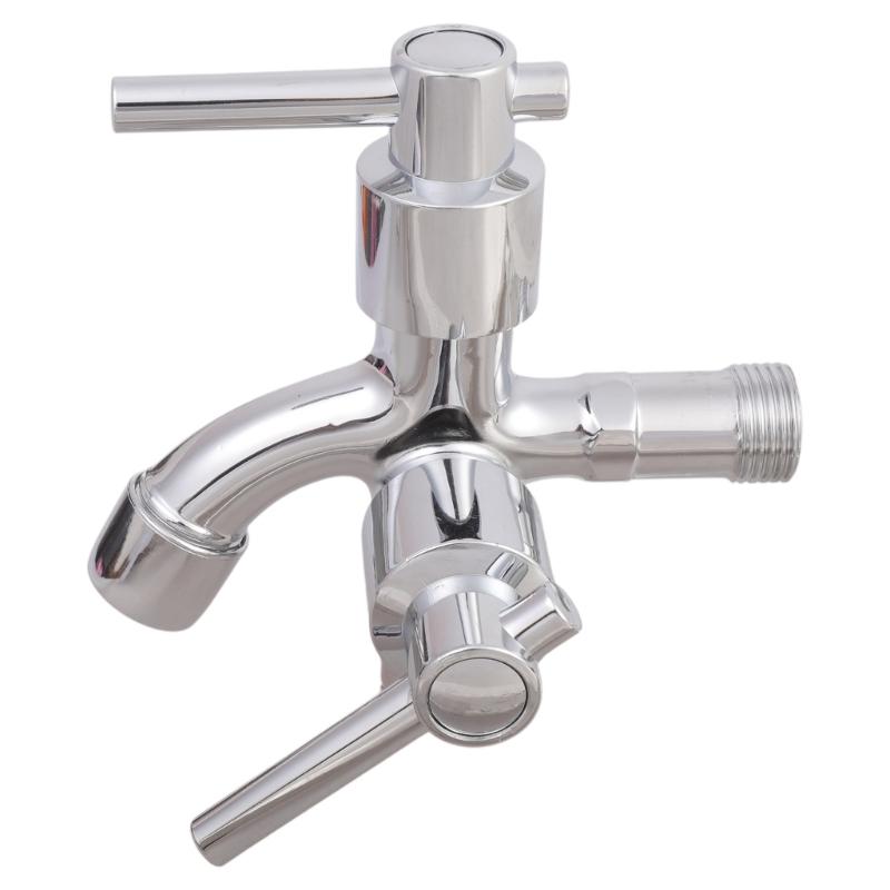 

MultiFunctional 1 Inlet 2Outlets Silver Washing Machine Faucet Durability Zinc Alloy Construction Water Connectors 1 срібний