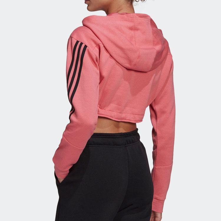 adidas Drei Streifen Farbblock Cropped Hoodie Damen Hoodies Rosa H47481