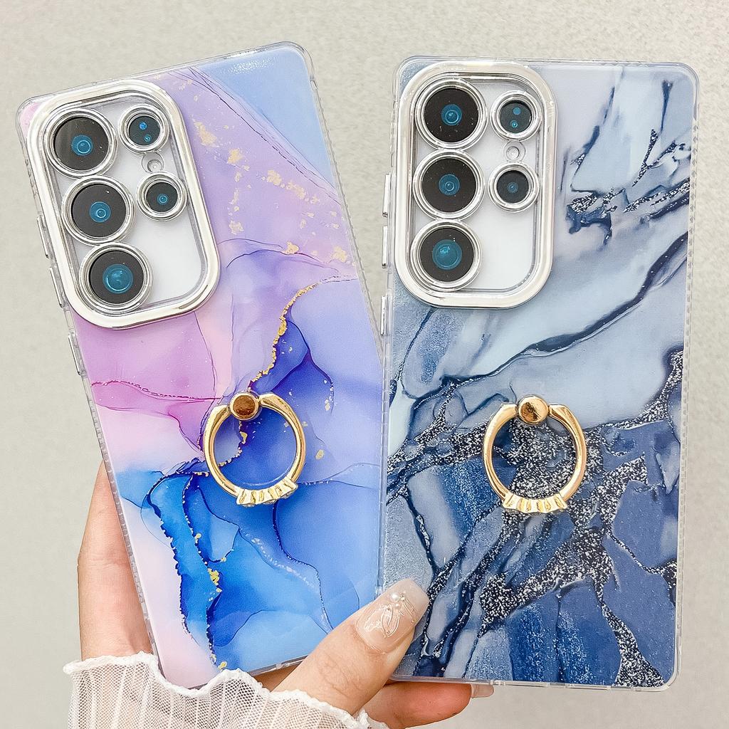Samsung S25 Ultra Phone Case Electroplated Marble A56 Ring Bracket S24 Full Inclusive New Model